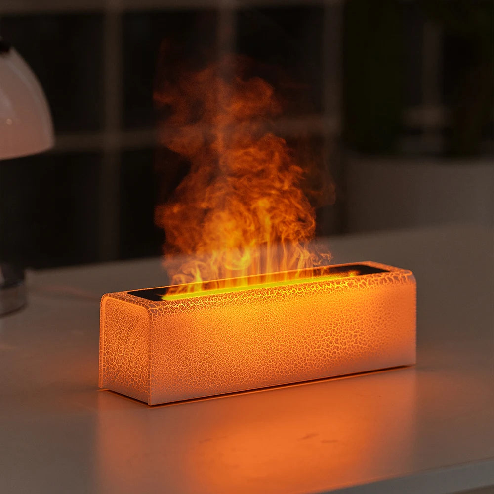 KINSCOTER-Diffuseur d'arômes d'huiles essentielles, humidificateur d'air à flamme, diffuseur de brume fraîche à ultrasons, feu réaliste RVB, veilleuse